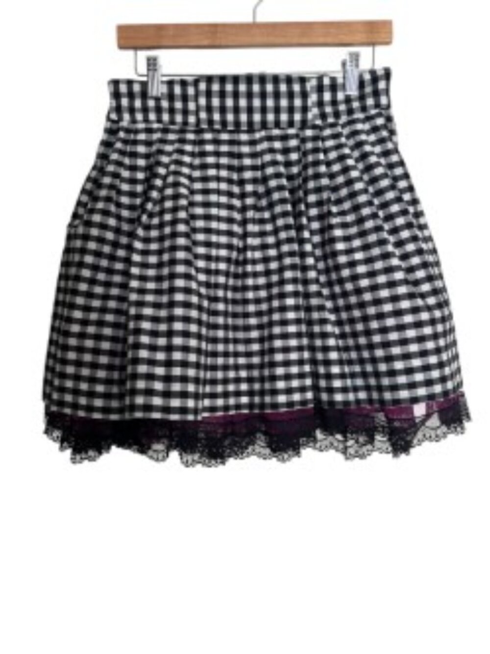 NWT Bebe Black & White Gingham High Waist Pleated Skirt Small - Picture 3 of 5